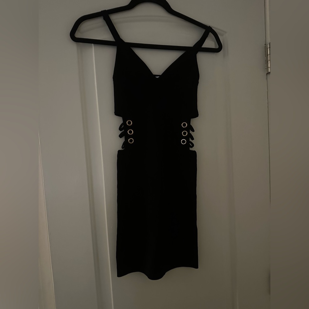 Good American Black Caged Mini Dress